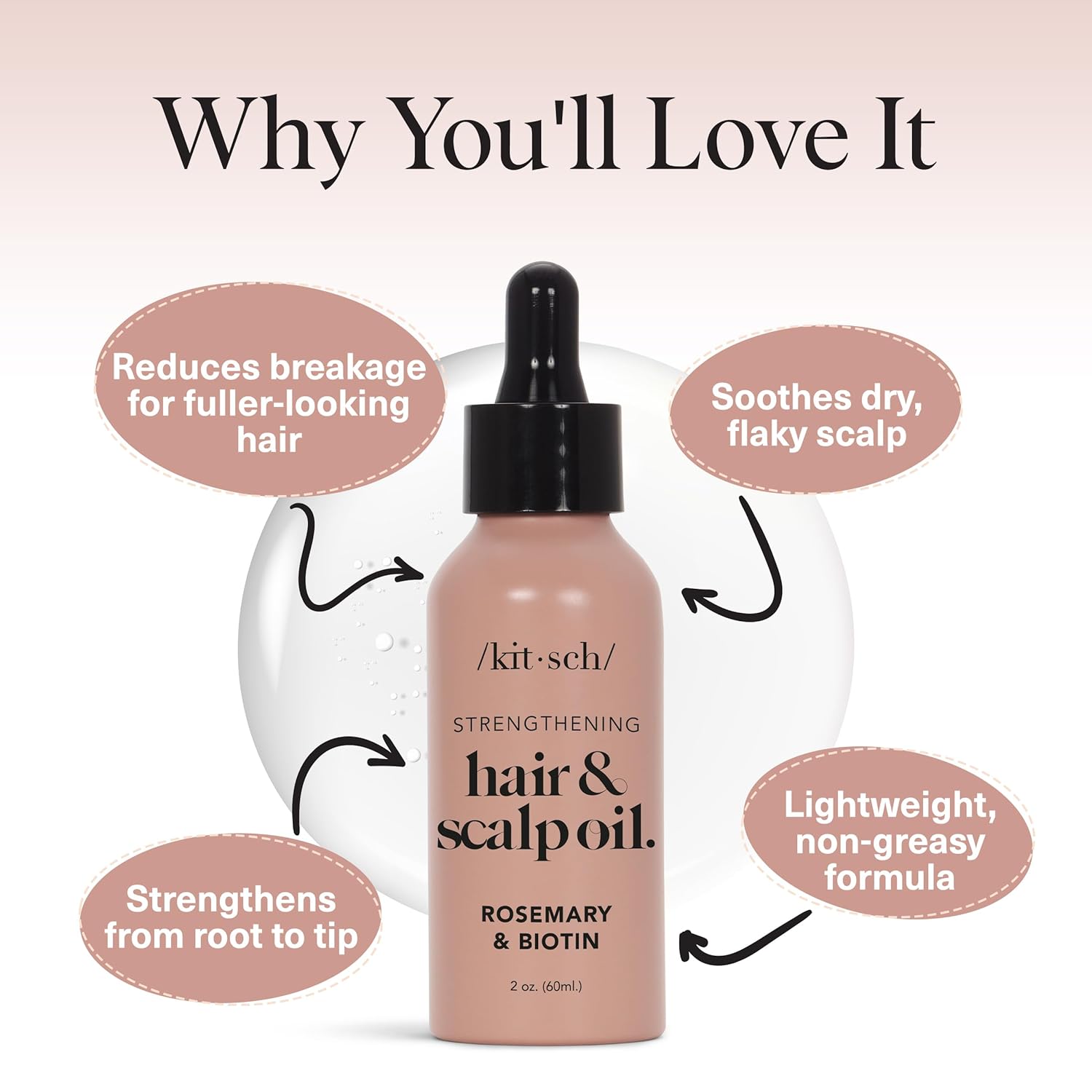 Kitsch Strengthening Hair & Scalp Oil With Rosemary & Biotin with Free Applicator