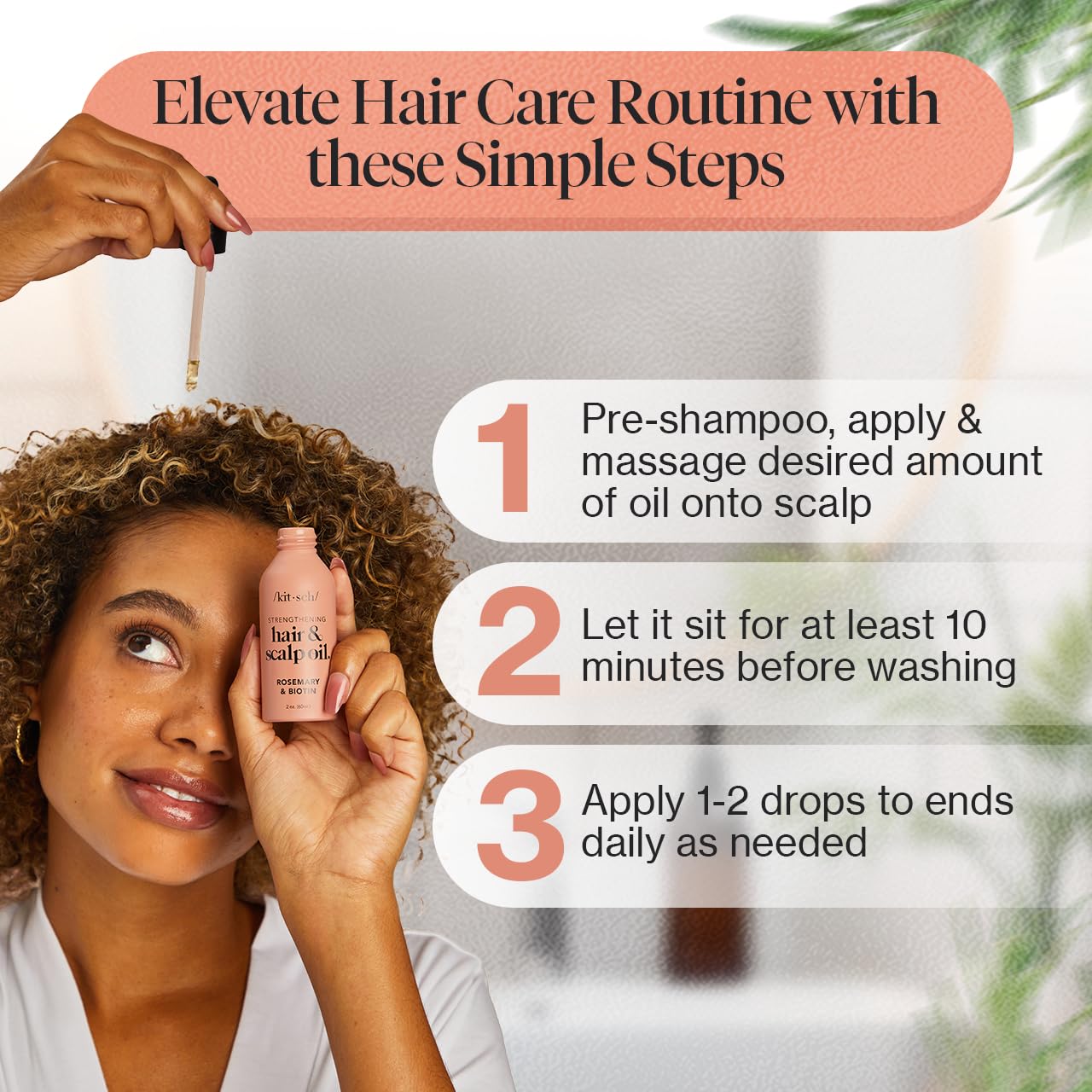 Kitsch Strengthening Hair & Scalp Oil With Rosemary & Biotin with Free Applicator