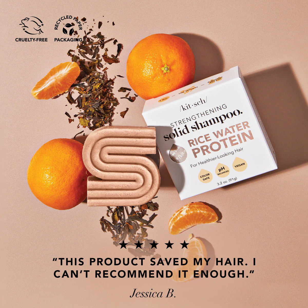 Kitsch Rice Water Shampoo & Conditioner Bar Combo for Hair Growth